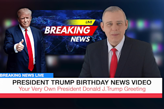 make a happy birthday breaking news video with president donald trump