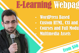 build an elearning website with wordpress lms and custom code