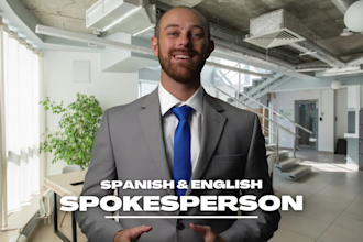 be your male greenscreen spokesperson in spanish english