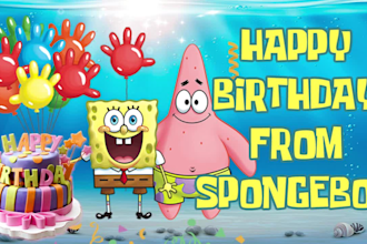 make a happy birthday video greeting from spongebob