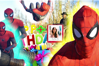 create a happy birthday video with backflip spider man