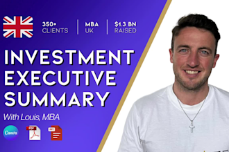 create a 1 one page executive summary investment document