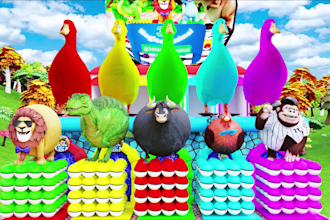 create 3d animal crossing fountain animation for youtube