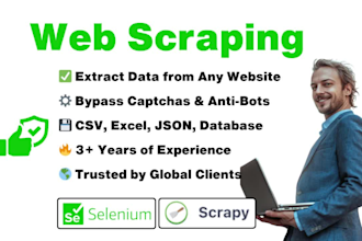 do web scraping, web automation, data extraction in python