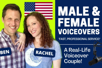 record an american male and american female voiceover fast