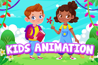 create distinct 2d animation kid songs or learning videos