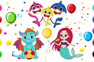 make 100 kids learning coloring page videos for youtube kids