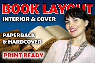 create a book design, layout formatting interior and cover