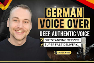 speak a deep german voice over in high studio quality