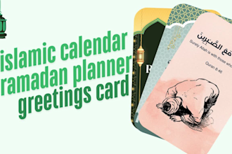 design islamic calendar, ramadan planner, greetings card