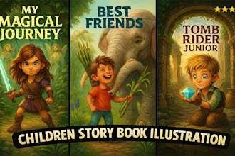 create pixar style storybook illustrations for childrens books