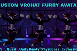 create and customize custom vrchat furry avatar for PC and quest