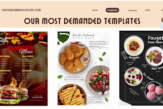 design digital menu, digital menu board and animated menu