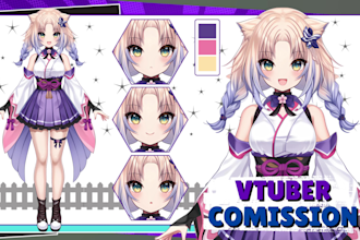 draw high quality live2d avatar model in anime style for oc vtuber and streams