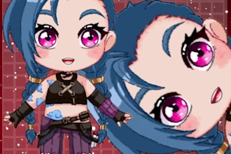 make pixel vtuber in anime style, pixel art character and emotes and rigging
