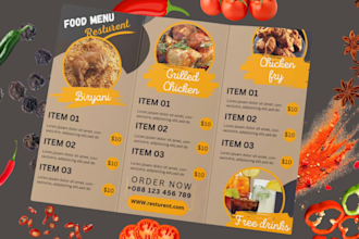 do restaurant menu design, food menu and food flyer design