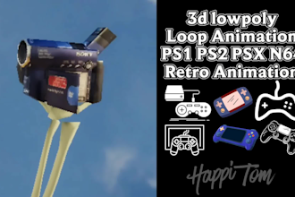 do retro 3d lowpoly loop animation in p1 ps2 psx n64 style, character animation