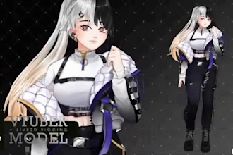 draw unique live2d vtuber model, 2d vtuber rigging, streaming avatar anime art