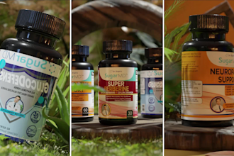 do 3d natural product design with plants and nature scene