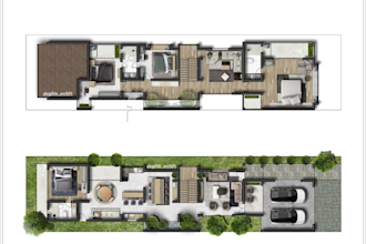 do 2d colored floor plan with furniture layout for airbnb 24hrs