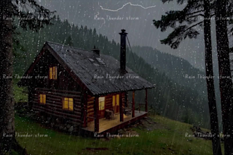create rain on window video with thunderstorm sound