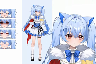 design anime live2d vtuber model, live2d rigging, 2d avatar for twitch streamer