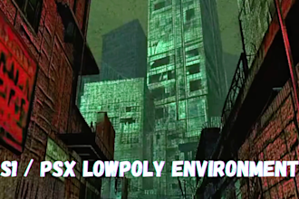 create authentic ps1 low poly environments and looping animation