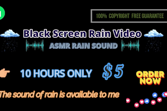 create 10 hours black screen rain and thunder rain video
