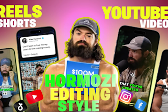 do alex hormozi style video editing for youtube shorts, reels, and tiktok