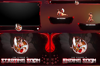 do animated stream overlay, logo, kick or twitch stream package