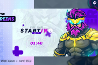 design premium overlay , panels emotes and logo for streamer