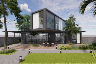 create shipping container house, tiny house and convenience store