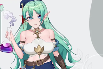 draw male and female 2d vtuber design, live2d vtuber model vtuber outfit and rig