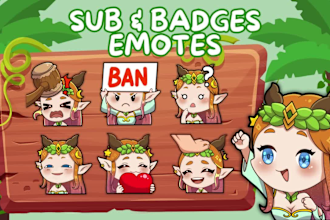 create cute chibi emote emoji stickers badge for your twitch or discord streams