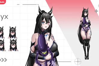 draw live2d vtuber model, 2d vtuber model, live2d rig, stream avatar, anime