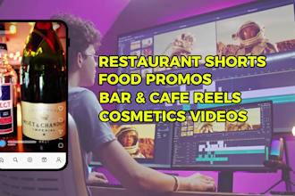 edit restaurant shorts, food promos, bar reels, cafe reels, and cosmetics videos