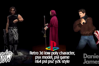 ps1 character, 3d retro ps2 model, ps1 vtuber, n64 y2k ps1 ps2 style