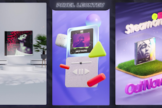 do 3d showcase of your music artwork for tiktok, ig, yt