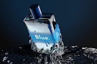 do realistic cgi perfume bottle design, 3d cosmetic product,3d perfume animation