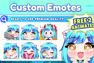 draw cute twitch emotes, animated emotes, sub badges, vtuber emotes for stream