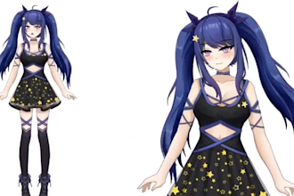draw a high quality custom live2d anime model vtuber character or live2d rigging