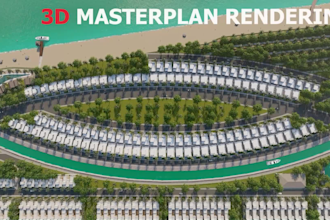 do master plan site plan landscape 3d rendering architectural animation