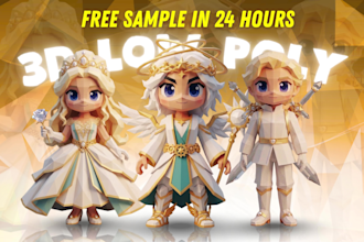 create a low poly 3d character model for games, rigging, and animation