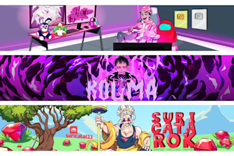 design a cartoon banner youtube or twitch