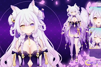 draw and rig ,2d v tuber, live2d vtuber ,vtuber rigging, ,3d v tuber character