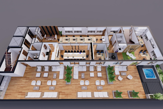 create professional 3d floor plan , sketchup 3d model , rendering, walkthrough