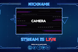 design custom animated twitch overlay and stream screens
