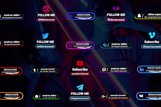 create neon social media lower thirds