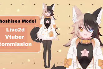 draw vtuber model, 2d vtuber design, live2d rig, 2d vtuber model, anime, facerig