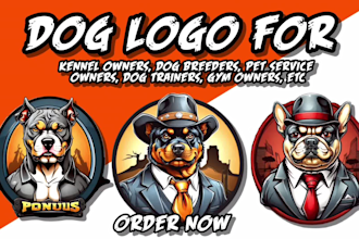 draw a custom cartoon character logo for your kennel, dog, or pet business